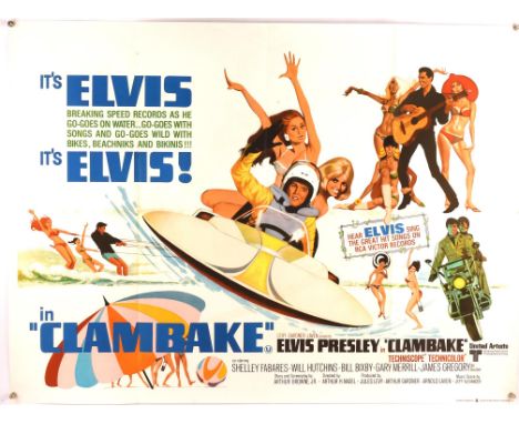 Clambake (1968), British Quad Film Poster, starring Elvis Presley, 30 x 40 inches, folded Condition Report:  Good condition, 