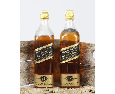 Zwei Flaschen "Johnny Walker Black Label Scotch Whisky 12 Years"Jeweils 75 cl.,1960er Jahre, beide ungeöffnet, Vintage - Flas