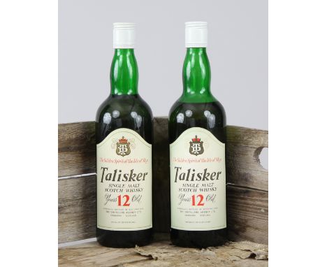Zwei Flaschen "Talisker Single Malt Scotch Whisky 12 Years"Jeweils 75 cl. in grüner Flasche, Ende1970er/frühe 1980er Jahre, b