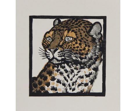 Jungnickel, Ludwig Heinrich (Wunsiedel 1881 - 1965 Wien)Drei Arbeiten, a) Farbholzschnitt "Pantherkopf" auf leichtem Karton, 