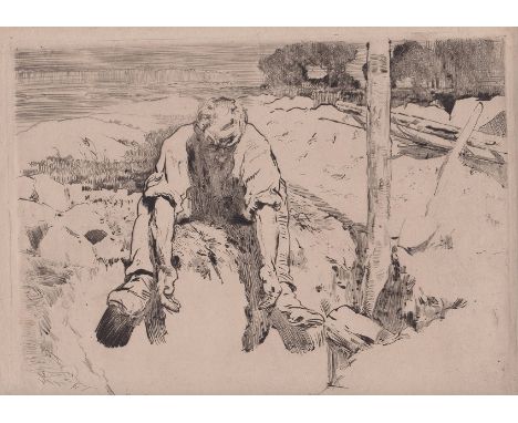 Sterl, Robert (Grossdobritz 1867 - 1932 Naundorf)Radierung "Tongrube" auf Velin, Platte 21,3 x 28 cm, Blatt 23 x 31,6 cm, 189