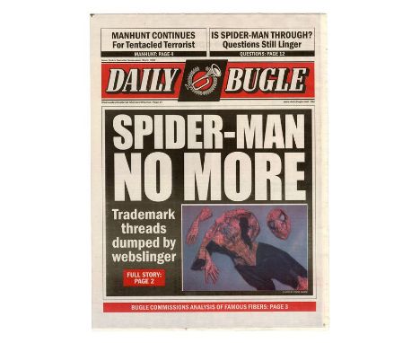 SPIDER-MAN 2 (2004) - "Spider-Man No More" Daily Bugle Newspaper with InsertsA Daily Bugle newspaper headlined "Spider-Man No