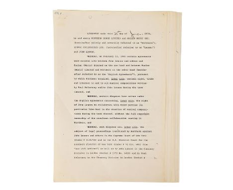 BEATLES, THE - John Lennon Signed Publishing ContractAn important 26-page agreement dated "25th June 1974" and personally sig