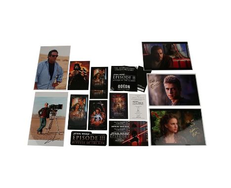 STAR WARS PREQUEL TRILOGY (1999 - 2005) - George Lucas and Main Cast Autographed Stills and Screening TicketsA collection of 