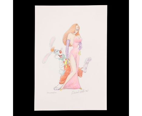 WHO FRAMED ROGER RABBIT (1988) - Richard Williams Hand-drawn Artwork of Roger Rabbit and Jessica RabbitA Richard Williams han