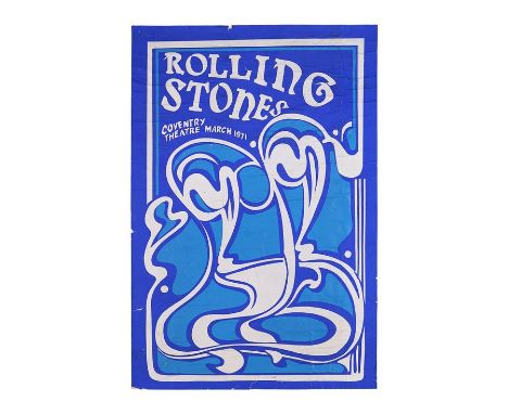 ROLLING STONES, THE - "Coventry Theatre" Concert PosterA vibrant blue-and-white concert poster for The Rolling Stones. The po