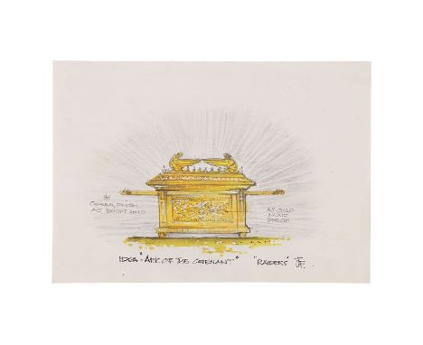 INDIANA JONES AND THE RAIDERS OF THE LOST ARK (1981) - Hand-drawn and Coloured Ark of the Covenant Production IllustrationA h