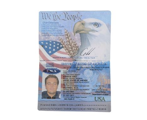 INCEPTION (2010) - Cobb's (Leonardo DiCaprio) PassportCobb's (Leonardo DiCaprio) passport from Christopher Nolans' sci-fi act