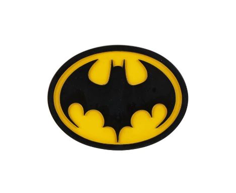 BATMAN (1989) - Production-made Batman (Michael Keaton) Chest EmblemA production-made Batman (Michael Keaton) chest emblem fr