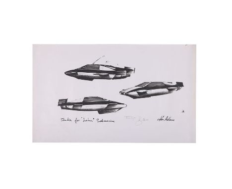JAMES BOND: THE SPY WHO LOVED ME (1977) - Ken Adam Lotus Submarine Production Design Autographed by Roger Moore and Ken AdamA