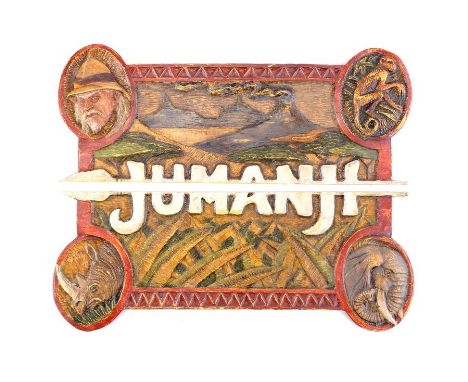 JUMANJI (1995) - Two-Piece Jumanji FaceplateA two-piece Jumanji faceplate from Joe Johnston's family adventure Jumanji. Alan 