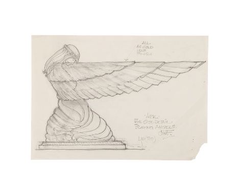 INDIANA JONES AND THE RAIDERS OF THE LOST ARK (1981) - Hand-drawn Angel of the Ark of the Covenant Pencil Production Illustra