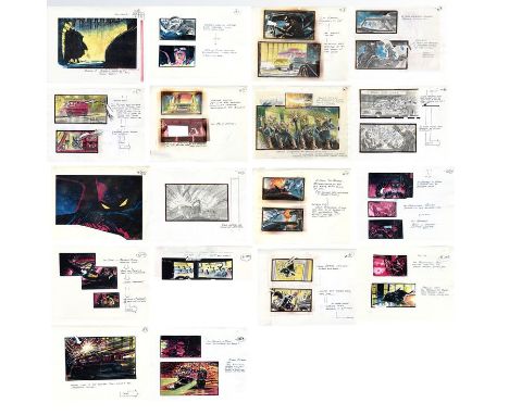BATMAN RETURNS (1992) - Set of 18 Hand-Illustrated Storyboards18 hand-drawn sketch storyboards from the production of Tim Bur