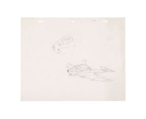 BATMAN (1989) - Derek Meddings Hand-drawn Pencil Concept Sketch for the BatwingA concept sketch hand-drawn by legendary visua