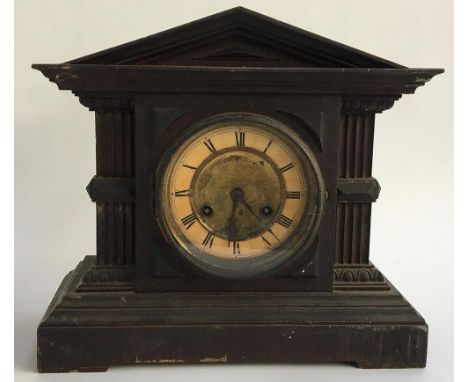 A mahogany mantle clock in the classical taste, 36x33cmH (W) 