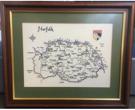 A needlework detailed map of Norfolk 