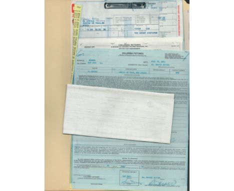 Dennis Hopper owned Columbia Pictures documents and receipts and agreements between the two. Obtained from American auction h