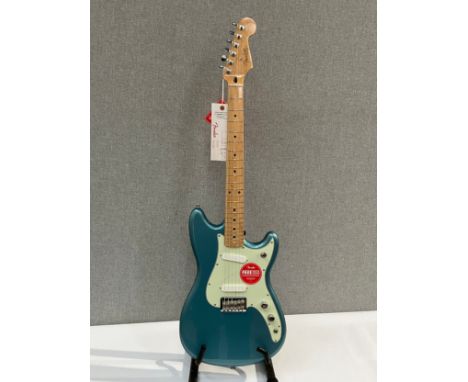 A Fender Player Series Duo Sonic Tidepool electric guitar, serial number MX19191771, Made in Mexico, soft cased 