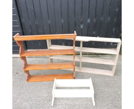 A pine shelf, together with two others 