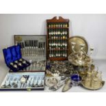 VARIOUS EPNS, CUTLERY SETS, SOUVENIR SPOONS & RACK Provenance: private collection Wrexham