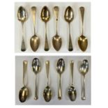 GEORGE III SILVER TEASPOONS, a set of six, monogrammed in script, London 1826, William Brown, and