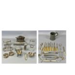 VARIOUS SILVER MOUNTED GLASS DRESSING TABLE JARS, silver handled button hook and shoehorn, two
