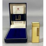 DUNHILL ROLLAGAS GOLD PLATED & YELLOW ENAMEL POCKET LIGHTER in box with instructions Provenance:
