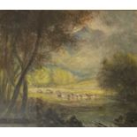 HERBERT SIDNEY PERCY (English 1863 - 1932) watercolour - cattle watering, entitled verso 'In the
