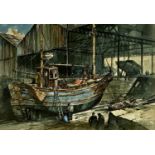 GEORGE CECIL BUSBY (British 1926 - 2005) watercolour - 'Felinheli Slipway', signed and dated '82, 30