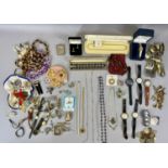 COSTUME JEWELLERY including brooches, bracelets, etc, various lady's and gent's wristwatches and a