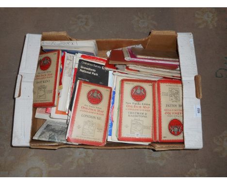 A collection of several dozen Ordnance Survey maps, paper and cloth, 1940's, '50's and later.