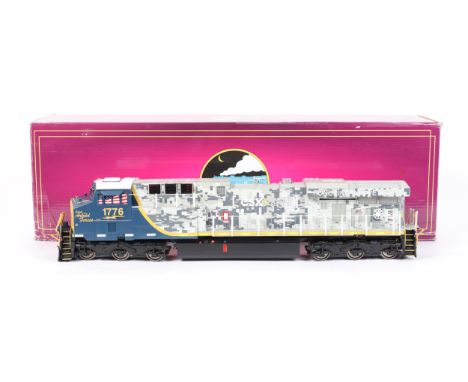An M.T.H. Electric Trains 3-rail O gauge American outline ES44AC Diesel Locomotive. An impressive North American twin bogied 