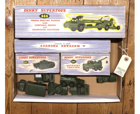Dinky Toys. Military Vehicles. 4 Supertoys- Missile Erector Vehicle with Corporal Missile and Launching Platform (666), compl