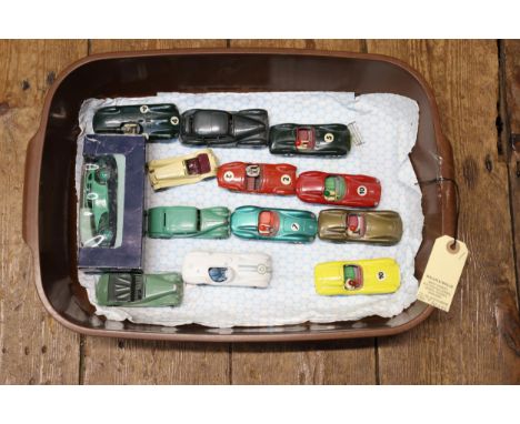 13 die cast model vehicles including, Dalia Solido Aston Martin 3L, in yellow and another in bronze, a Dalia  Ferrari Tipo 50