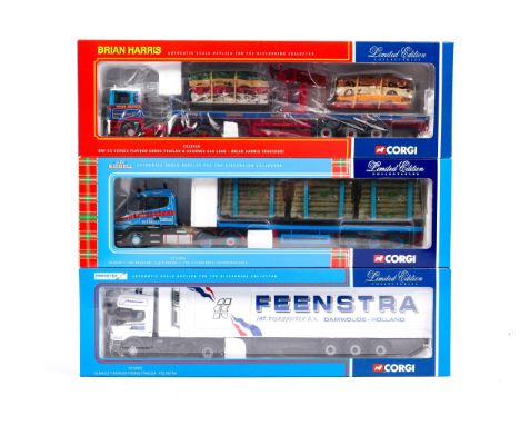 3 Corgi Limited Edition Collectables series Trucks. CC12806 Scania T Log Trailer, J &amp; G Riddell Ltd, Glenkindie, Aberdeen