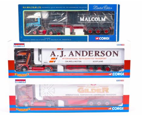 3 Corgi Limited Edition/Hauliers of Renown series Trucks. CC12933 Scania Topline Fridge Trailer, Edward Gilder &amp; Co. CC12