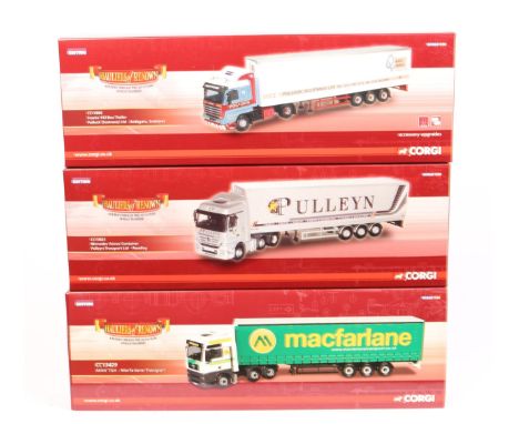 3 recent issue Corgi Limited Edition Hauliers of Renown series trucks. CC13429 MAN TGA Macfarlane Transport. CC13823 Mercedes