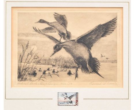 Maynard Reece (1920-2020) American Duck Stamp Design, 1959Signed and inscribed, black and white print of the design for the M