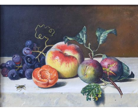 Follower of Emilie Preyer (1849–1930)Still life of fruit on a marble shelf Oil on board, 17cm by 22cm20th Century Frame