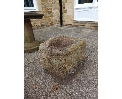 A Weathered Stone Square Trough/Planter, 41cm by 40cm