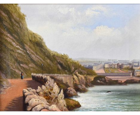 A Gilbert (20th Century)Solitary figure on a coastal pathSigned, oil on canvas, together with an indistinctly signed watercol