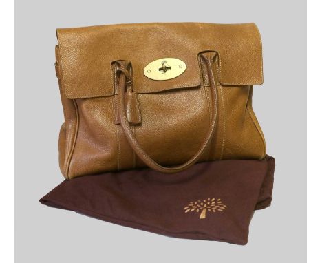 *Mulberry Tan Leather Bayswater Tote Bag, with brass hardware, Mulberry 'Postmans Lock', detachable padlock and keys in leath