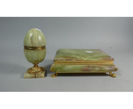 An Ormolu Mounted Cigarette Box and Ovoid Table Lighter, Base AF 