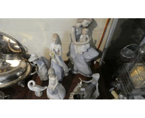 A Collection of Six Spanish Ornaments to Include Lladro and Nao 