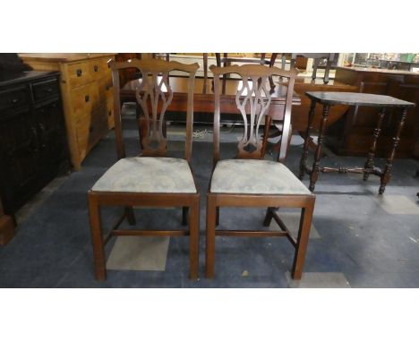 A Pair of Mahogany Framed Chippendale Style Dining Chairs 