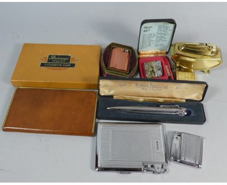 A Tray Containing Various Cigarette Lighters, Orlik and Other Cigarette Cases, Combination Lighter and Cigarette Cases, Ronso