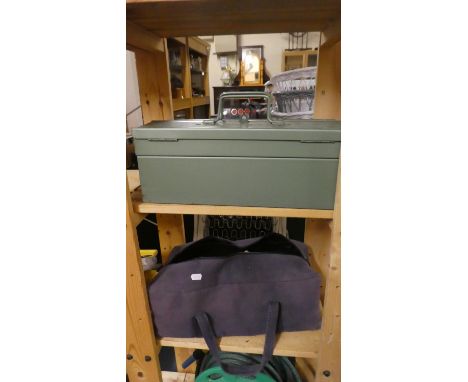 A Cantilevered Tool Box Containing Spanners and Canvas Bag containing Other Workshop Tools 