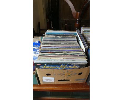 A Box Containing 33rpm Records to Include Electric Light Orchestra, Vangelis, Bee Gees Status Quo, Culture Club, Michael Jack
