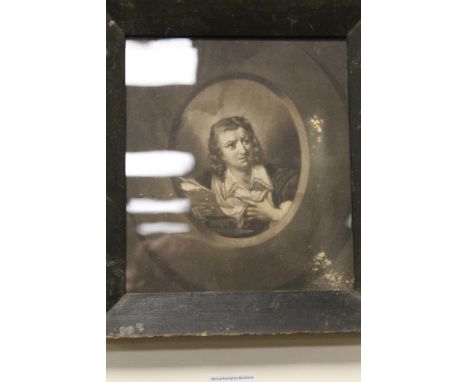 A FRAMED AND GLAZED PRINT OF A PORTRAIT OF LADY