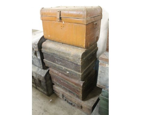FOUR VINTAGE METAL TRUNKS